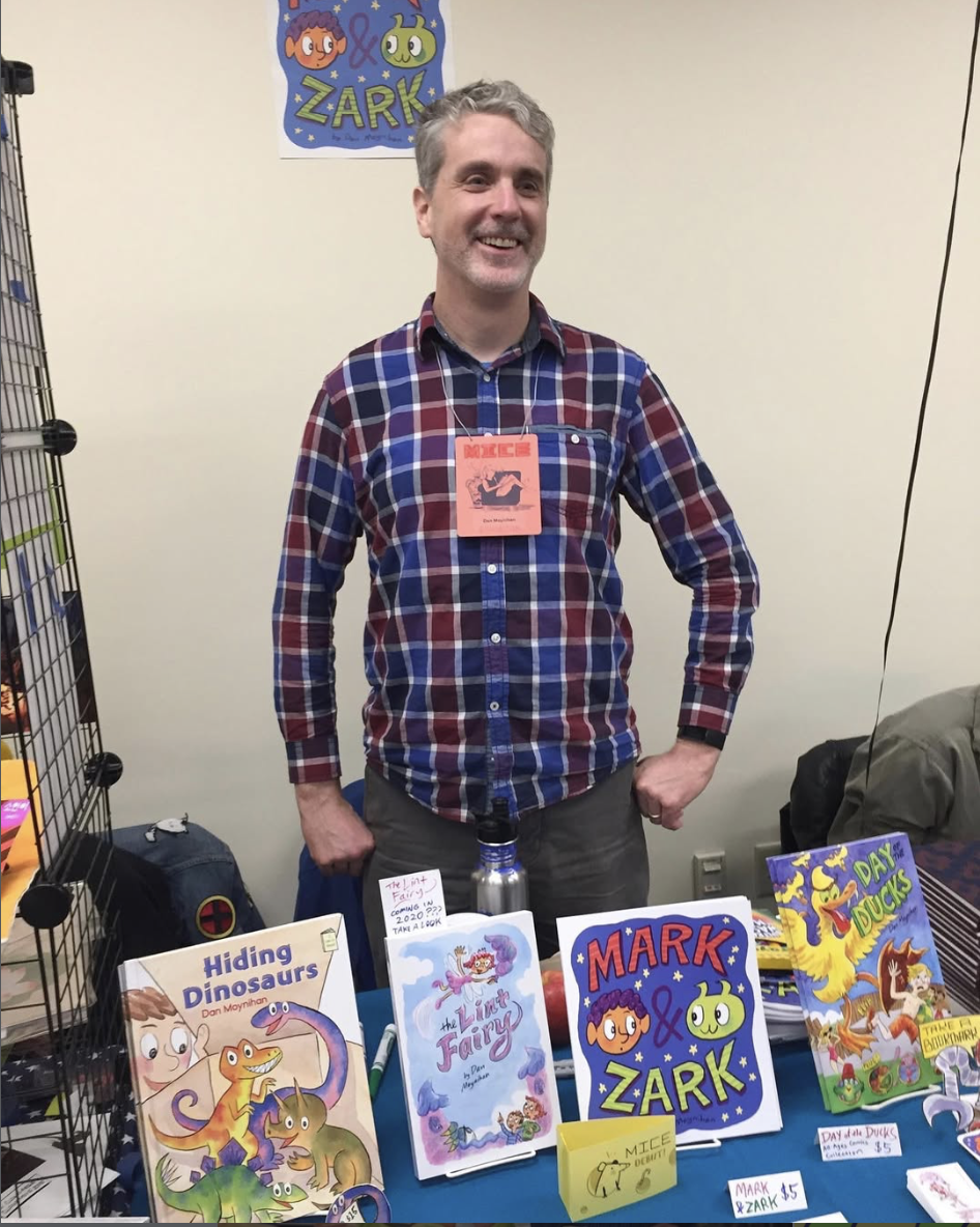Dan Moynihan of Boston at MICE (Massachusetts Independent Comics Expo) at Lesley University, Oct. 19, 2019.